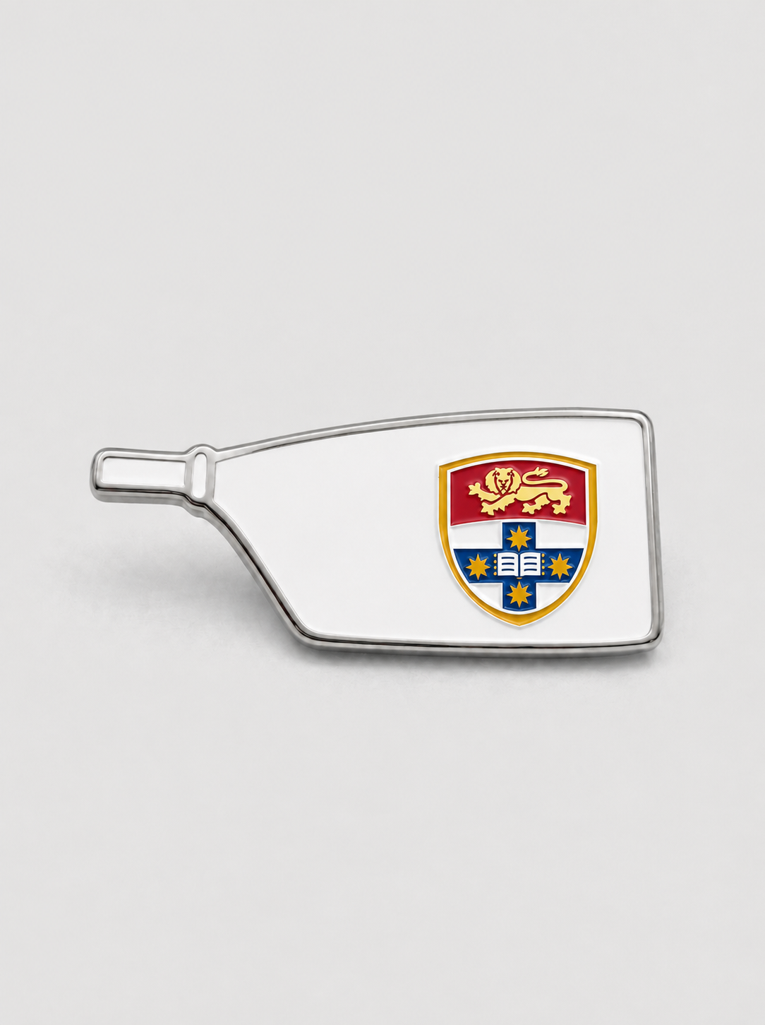 Custom rowing blade pin in club colours for a tour or regatta