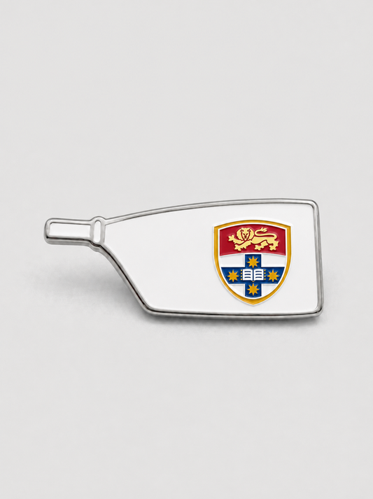 Custom rowing blade pin in club colours for a tour or regatta