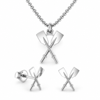 Rowing Crossed Oars Necklace & Earrings Set