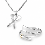 Rowing Crossed Oars Necklace & Ring Set