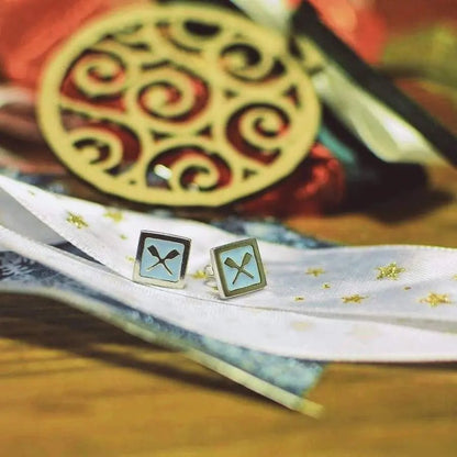 Rowing Quadrato Earrings - Strokeside Designs rowing gifts - rowing jewellery